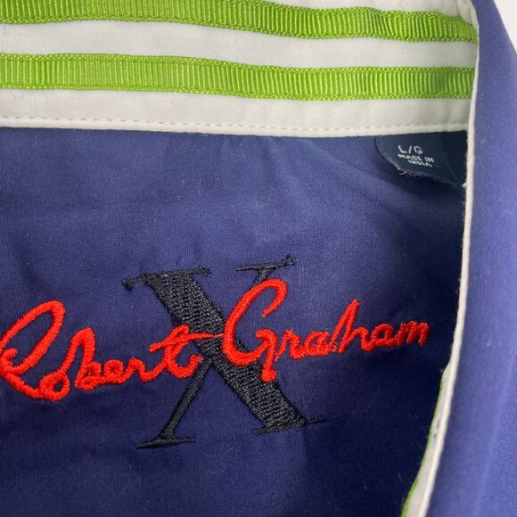 Robert Graham X Mens‎ Large Navy Blue Long Sleeve Flip Cuff Button Up Shirt - Picture 2 of 6